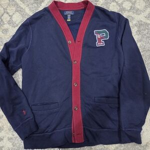 Polo by Ralph Lauren Burgundy and Navy Varsity Cardigan